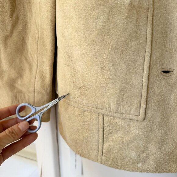 NWT Reformation Veda Lincoln Suede Shirt Jacket Oat Distressed Tan XXS - Picture 7 of 17